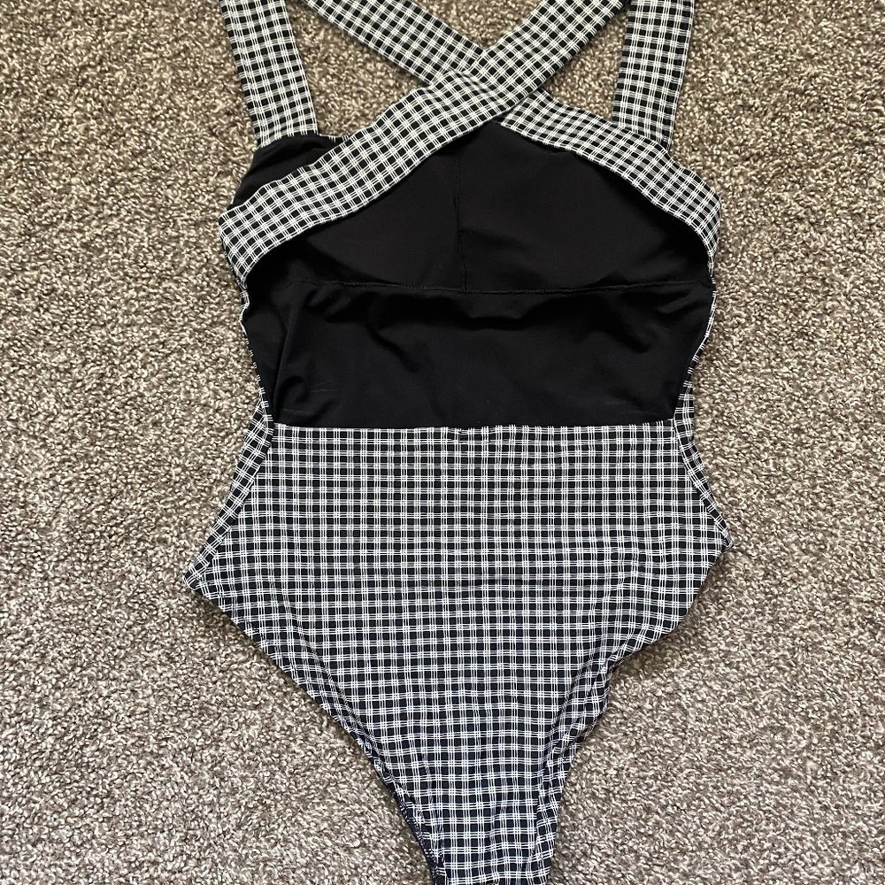 Gingham black and white One-piece swimsuit